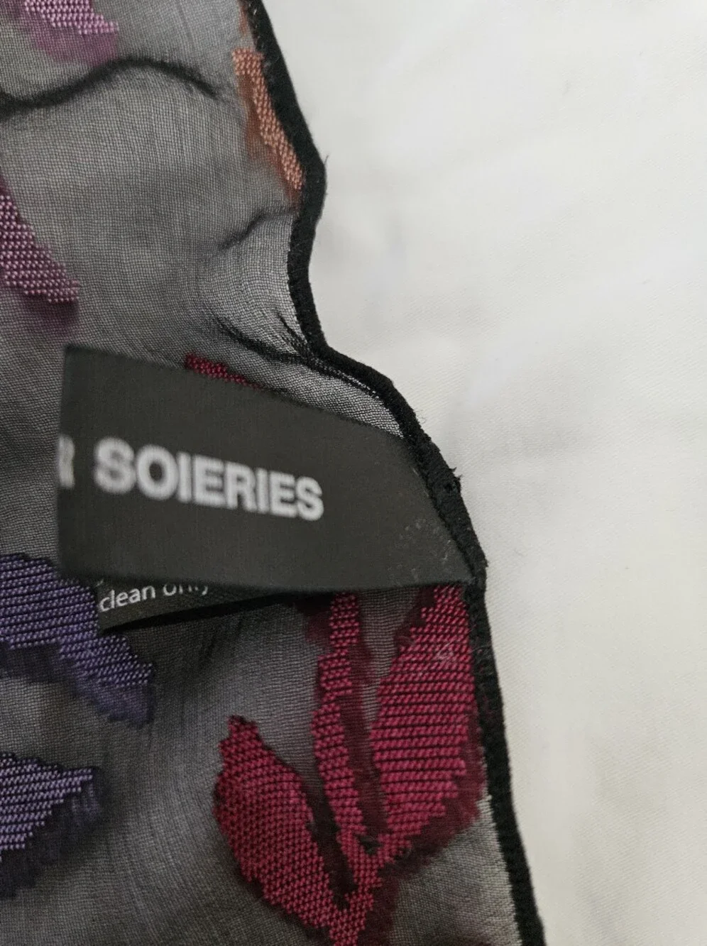 BROCHIER SOIRIES Lyon France Silk Blend Velvet Burnout Botanical Scarf